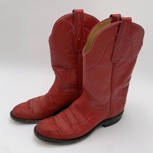 Tony Lama Red Leather Cowboy Boots